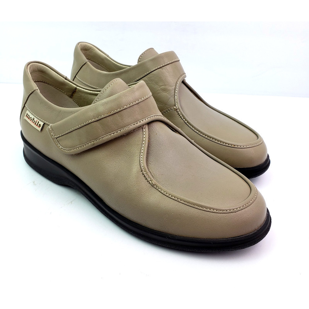 Mephisto Mobils Womens Size 7.5 Beige Tan Leather Casual Comfort Sneaker Shoes